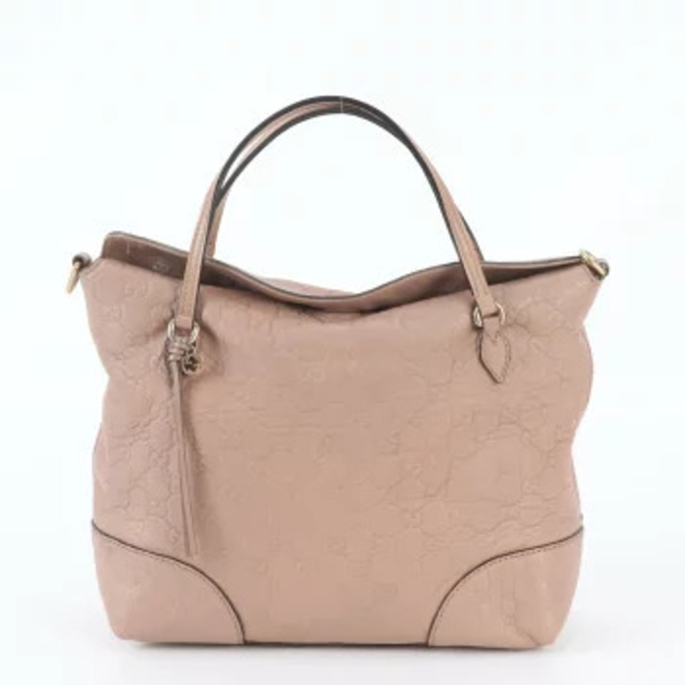 Gucci Guccissima Leather 2Way Shoulder Tote Bag Tan